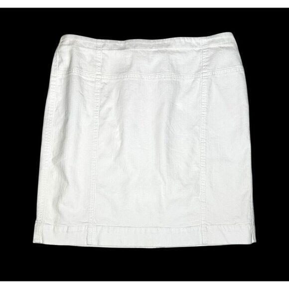 AK Anne Klein White Stretch Cotton Mid Thigh Mini Skirt Size Women’s Size 14 - Picture 1 of 9